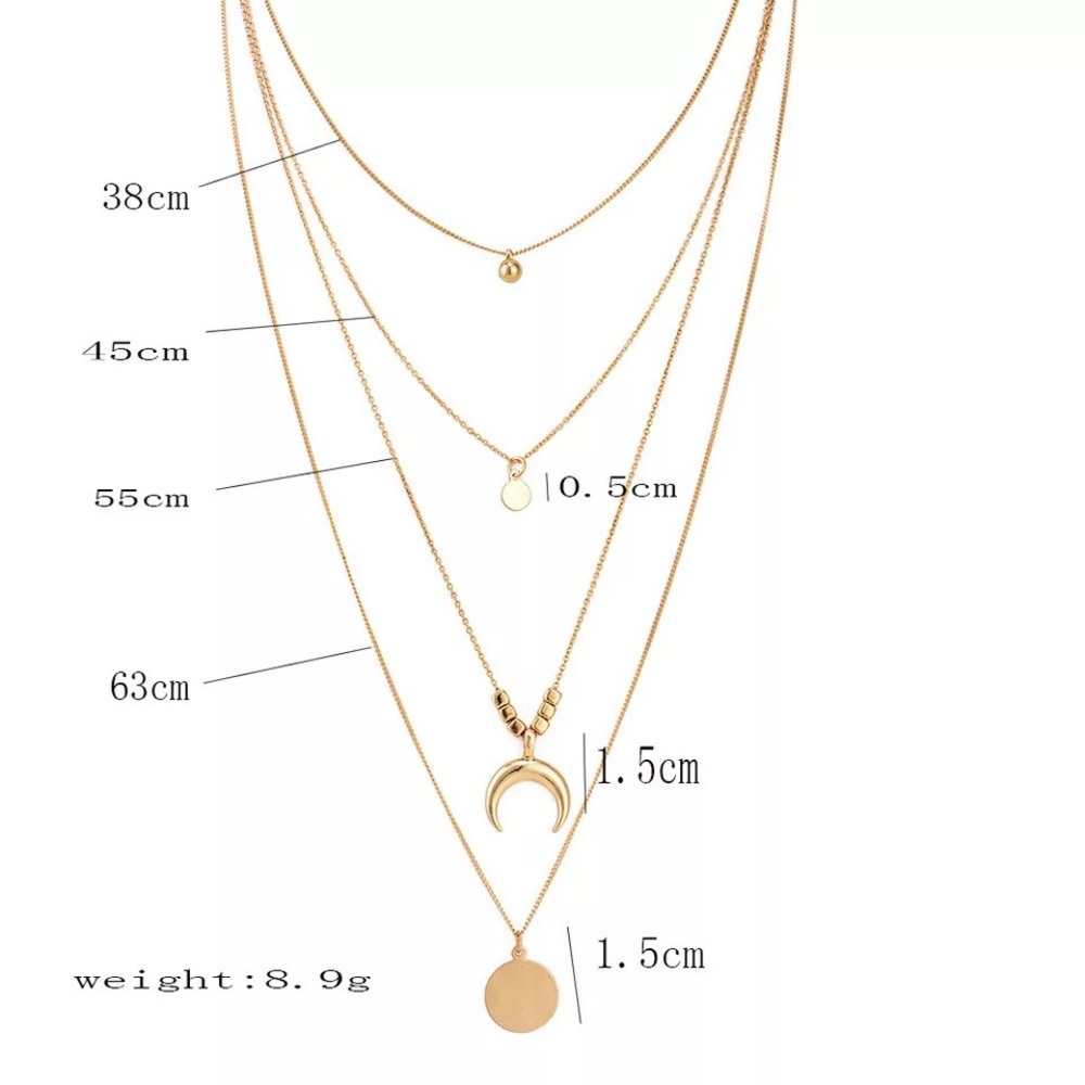 ‼️3/$30 Boho Multilayer Gold Horn Choker Necklace - Picture 5 of 6